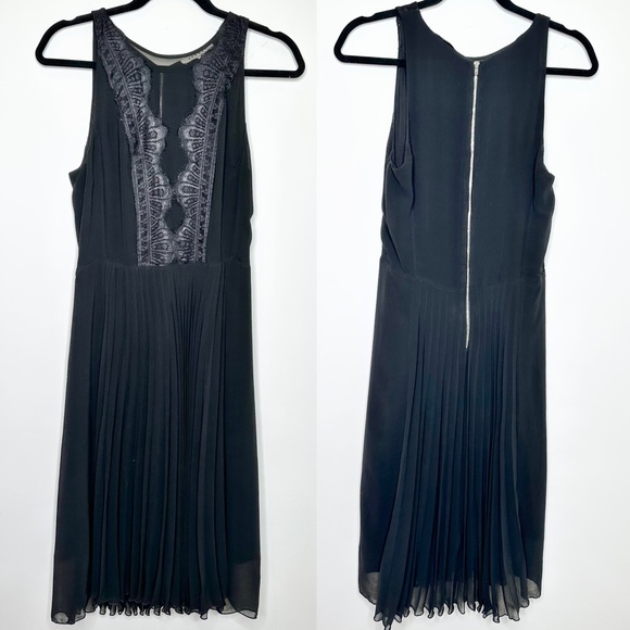 Sandro Black Lace Pleated Midi Dress - Picture 2 of 9